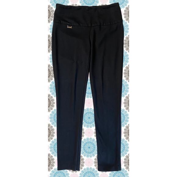 Minimalist Peck & Peck Womens 6 Black Ponte Knit Slim Twee Workwear Trouser Pant - Picture 1 of 6